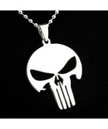 PUNISHER NECKLACE Stainless Steel 316L Metal Pendant 24&quot; Ball Chain Supe... - $8.95