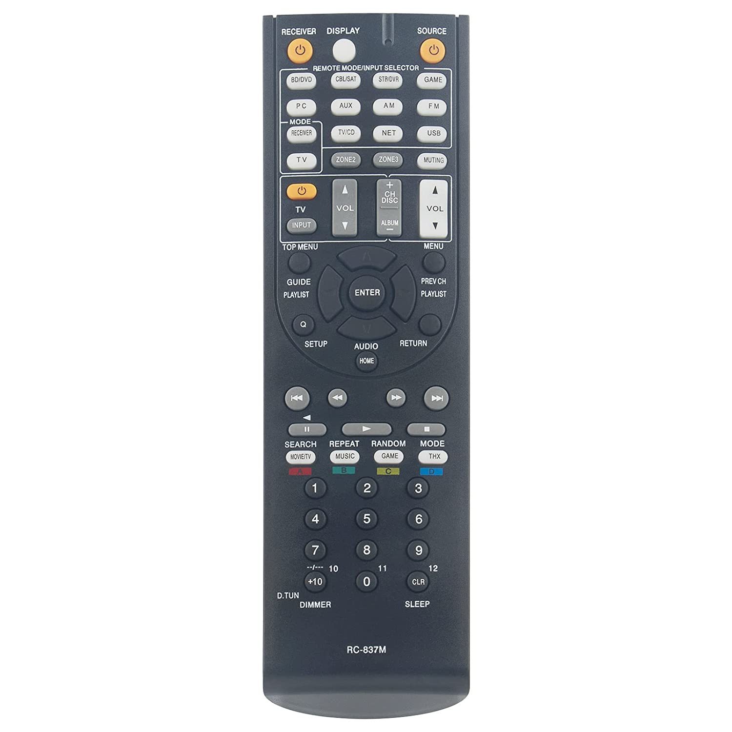 New Rc-837M Replacement Remote Control For Onkyo Av Receiver Tx-Nr809