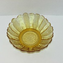 ANCHOR HOCKING GLASS COUNTRY ESTATE HONEY GOLD BOWL 6.5&quot; SUNFLOWER FLOWE... - $9.89