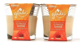 2 Count Glade 3.4 Oz Limited Edition Citrus & Shine Essential Oil Scented Candle