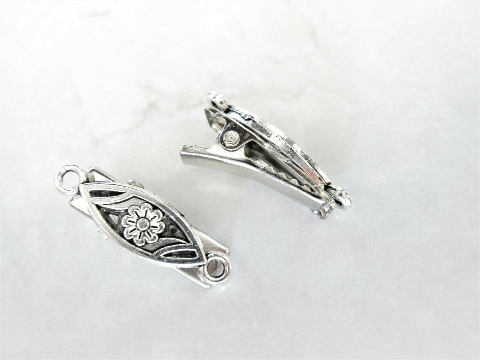 Set of 2 extra tiny small silver metal alligator hair clip for fine thin hair