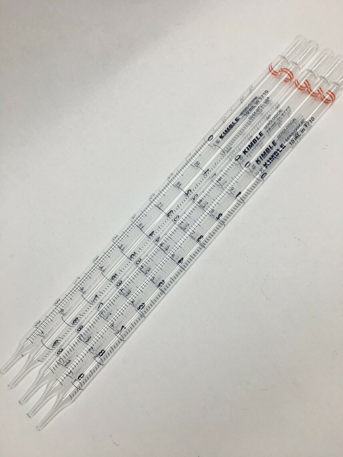 Primary image for Lot of 5 Kimble NonSterile 10mL x 1/10 Serological Glass Pipette 72120 10110 USA