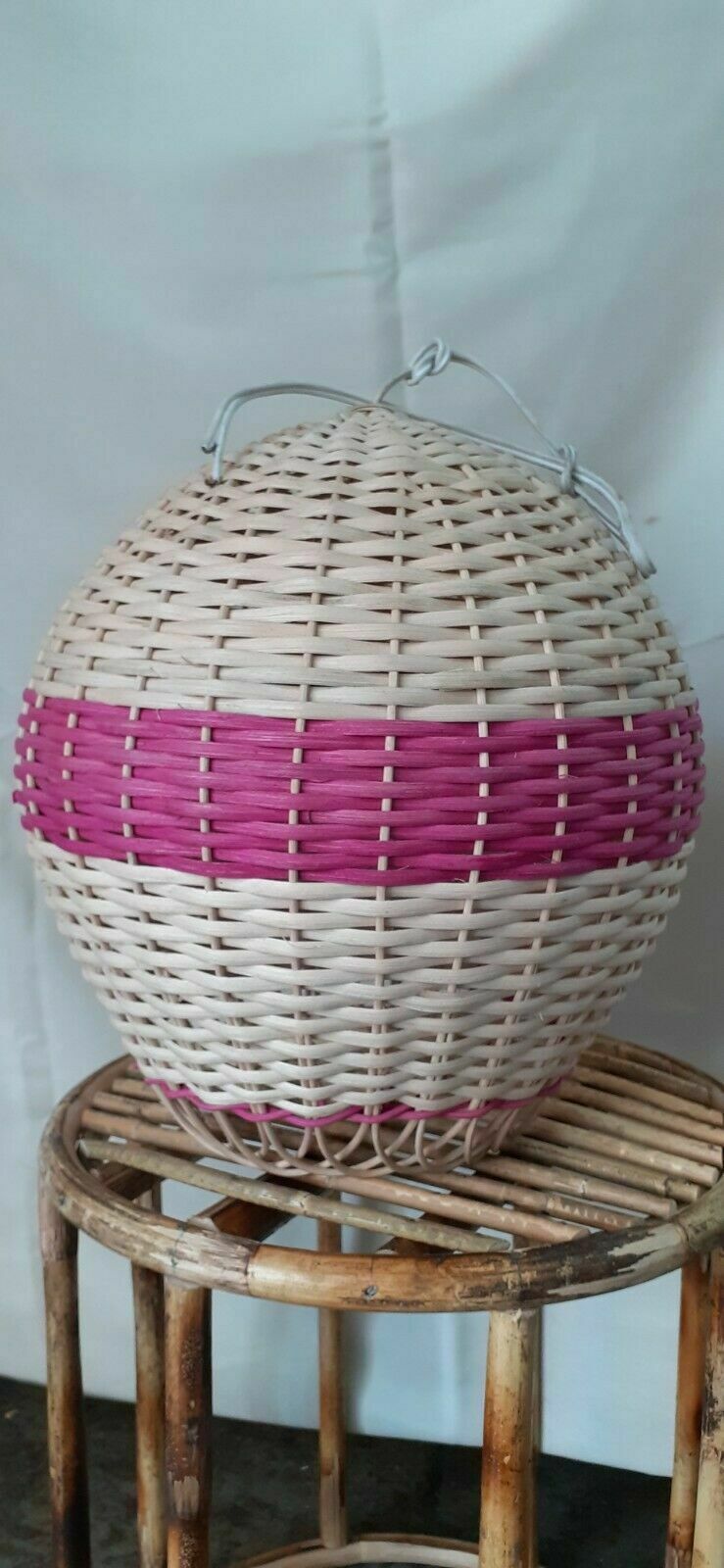 Primary image for Ratán tejido a mano mimbre rosa forma de globo de aire 2 piezas set lámpara...