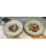 Two Vintage Schumann Perforated Plates With Fruit On Each One 7 3/4&quot; dia... - $12.86