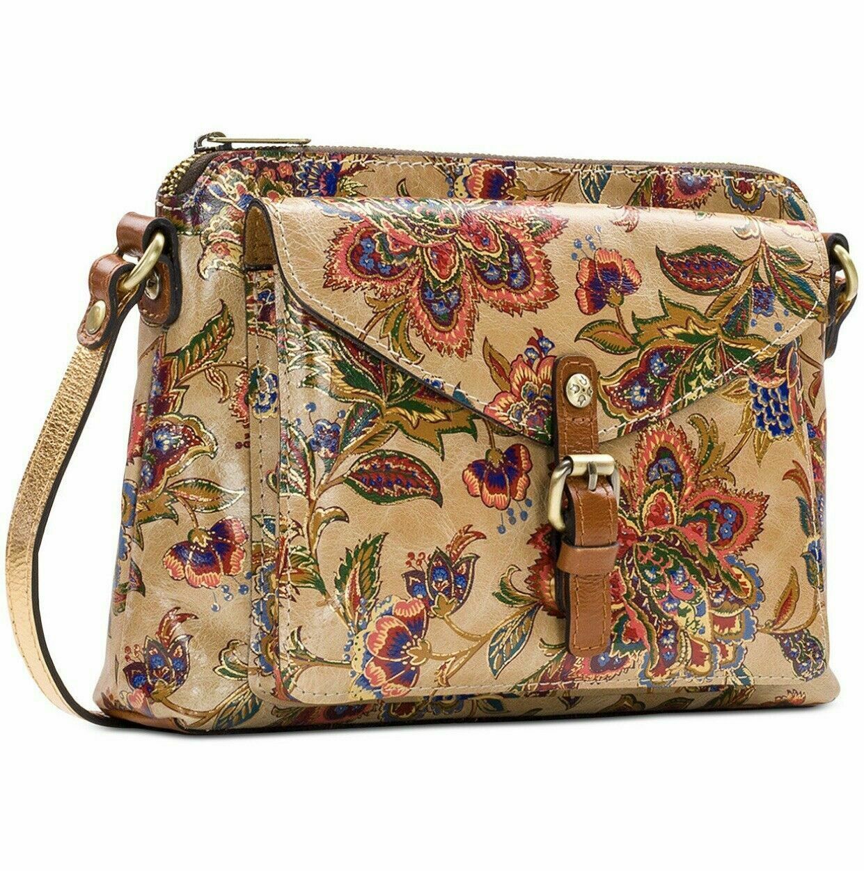 Patricia Nash Purse Beige French Tapestry Avellino Crossbody Leather