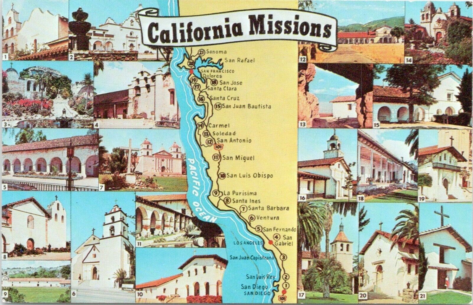 Cool Antique Linen Postcard of Downtown San Diego California