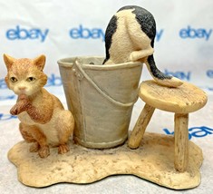 Lowell Davis "Barn Cats” Figurine  1984 Schmid Milk Bucket Stool 225257 - $64.33