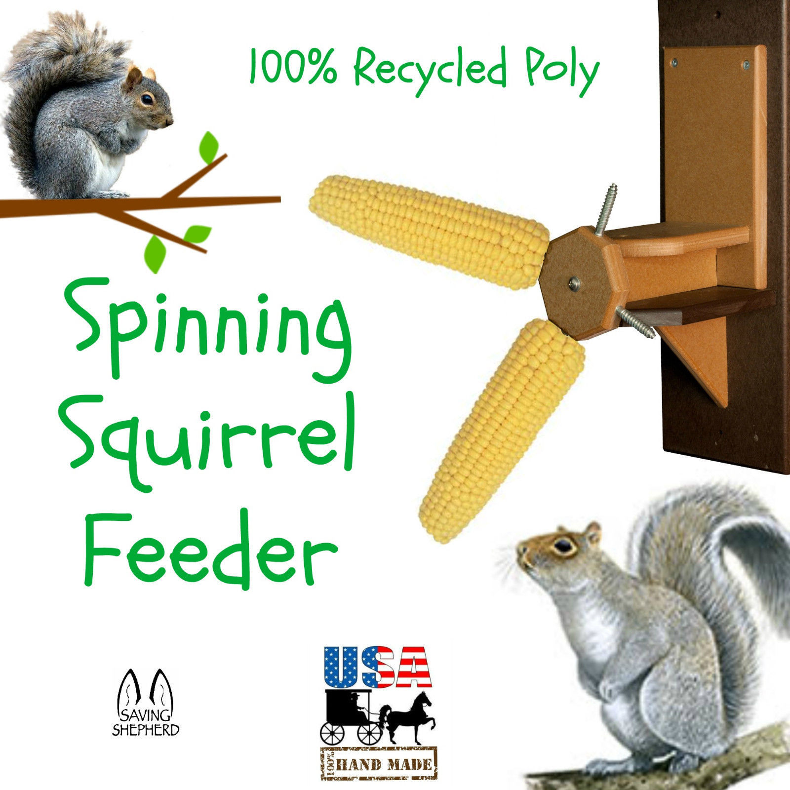SPINNING SQUIRREL FEEDER Fun Way 2 Keep from Bird Feeders 100 Recycled