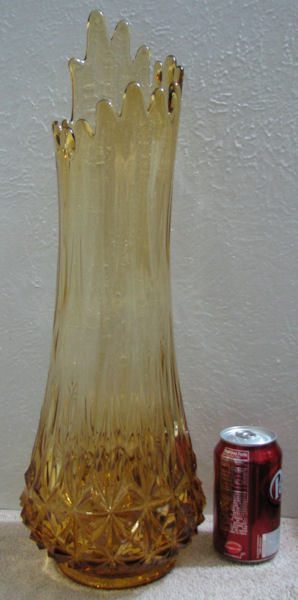 Vintage Fenton Tall Amber Stretch Glass Floor Vase Fenton