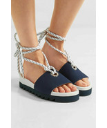 Joshua Sanders Women&#39;s Blue Sailor Canvas Slides Shoes size 39 US 9 MSRP... - $129.99