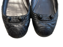 BALENCIAGA Black Leather Round Toe ARENA Ballet Flats 38.5 Shoe Women Italy image 9