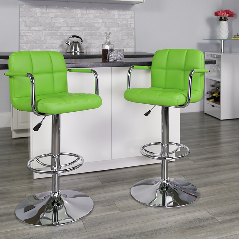 Green Quilted Vinyl Barstool CH-102029-GRN-GG