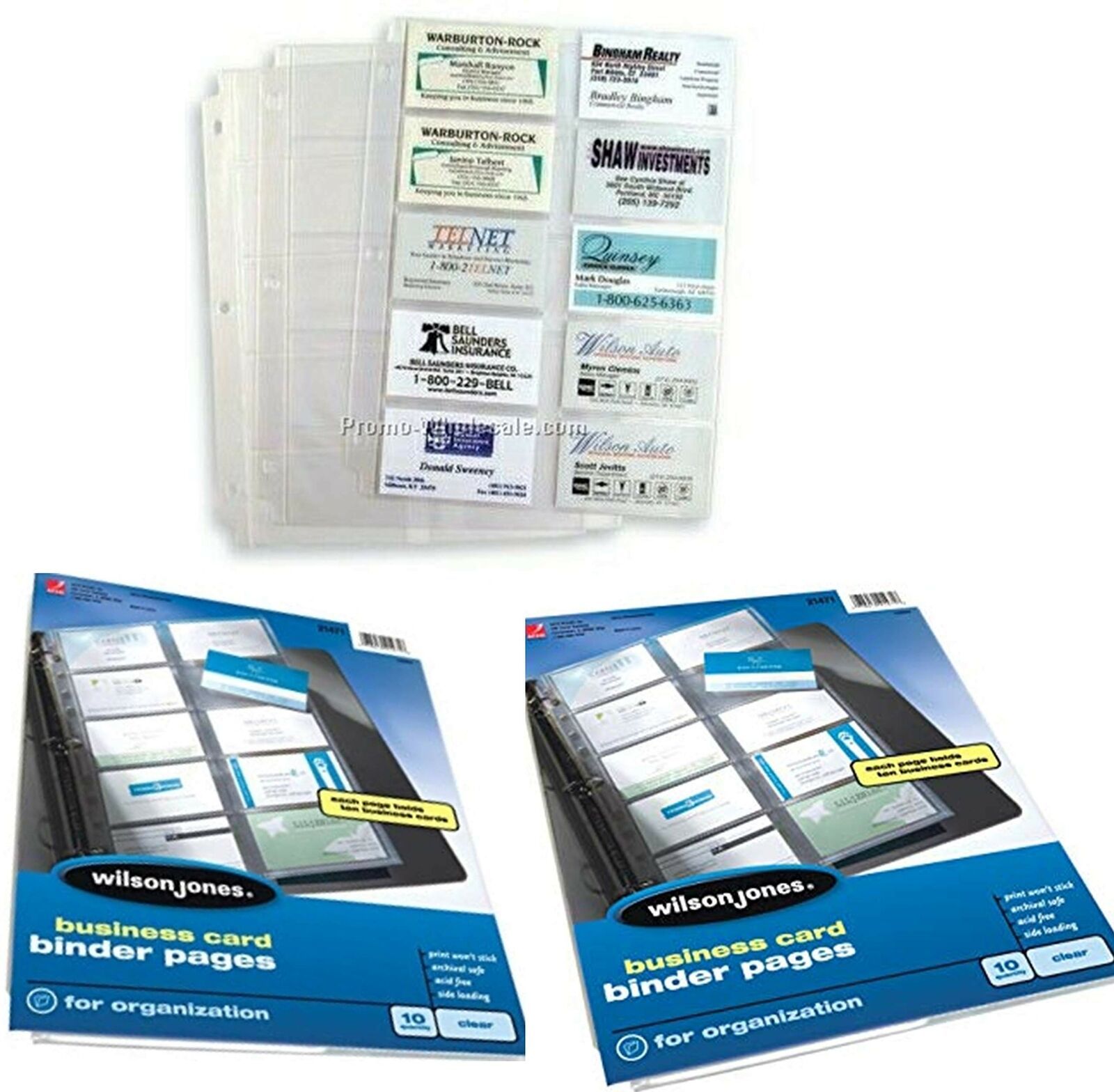 30 Sheets Wilson Jones Business Card Binder Pages, 8.5 x 11 Inches