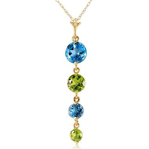 Galaxy Gold GG 14k 20 Yellow Gold Necklace with Natural Blue Topaz and Peridots