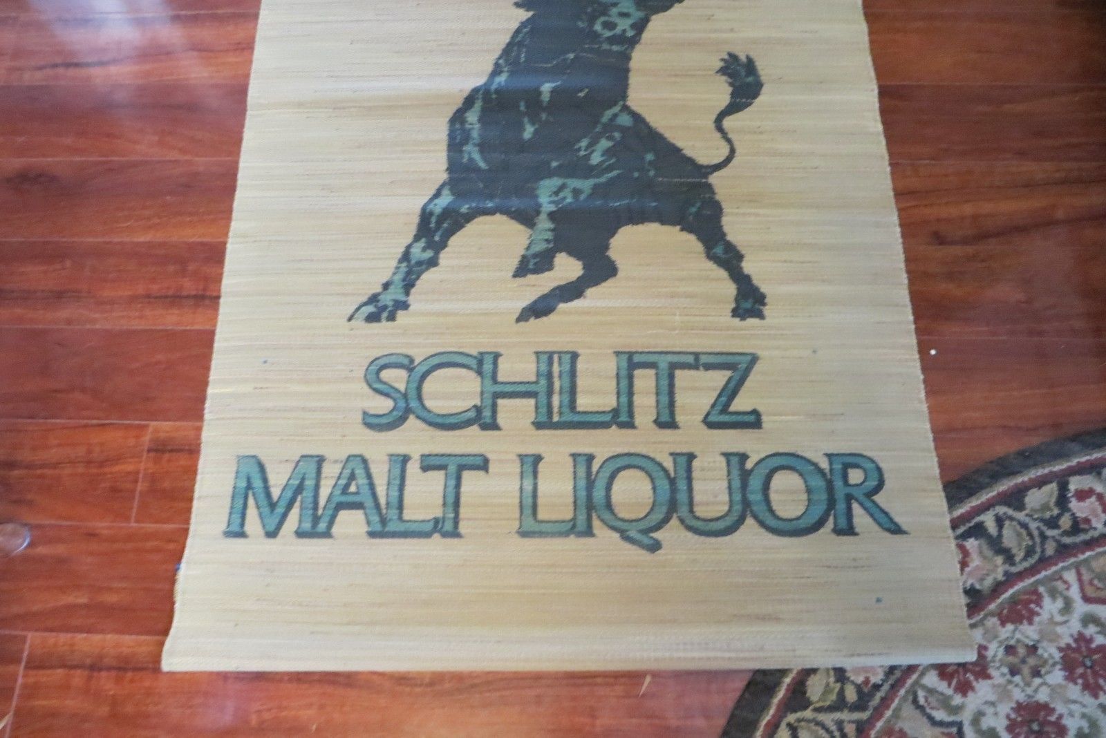 Old huge Schlitz Malt Liquor beer raging bull advertising wall hanging