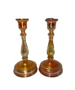 Vintage Pair of Marigold Glass Candlestick Holders - $50.00