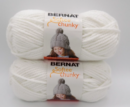 Bernat Yarnspirations Softee Chunky Yarn Lot 2 Skeins White #28005 3.5 oz NEW - $8.90
