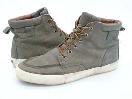 Polo Ralph Lauren Tedd Men's 10D Sneakers High Top Gravel Gray Leather Shoes - $53.99