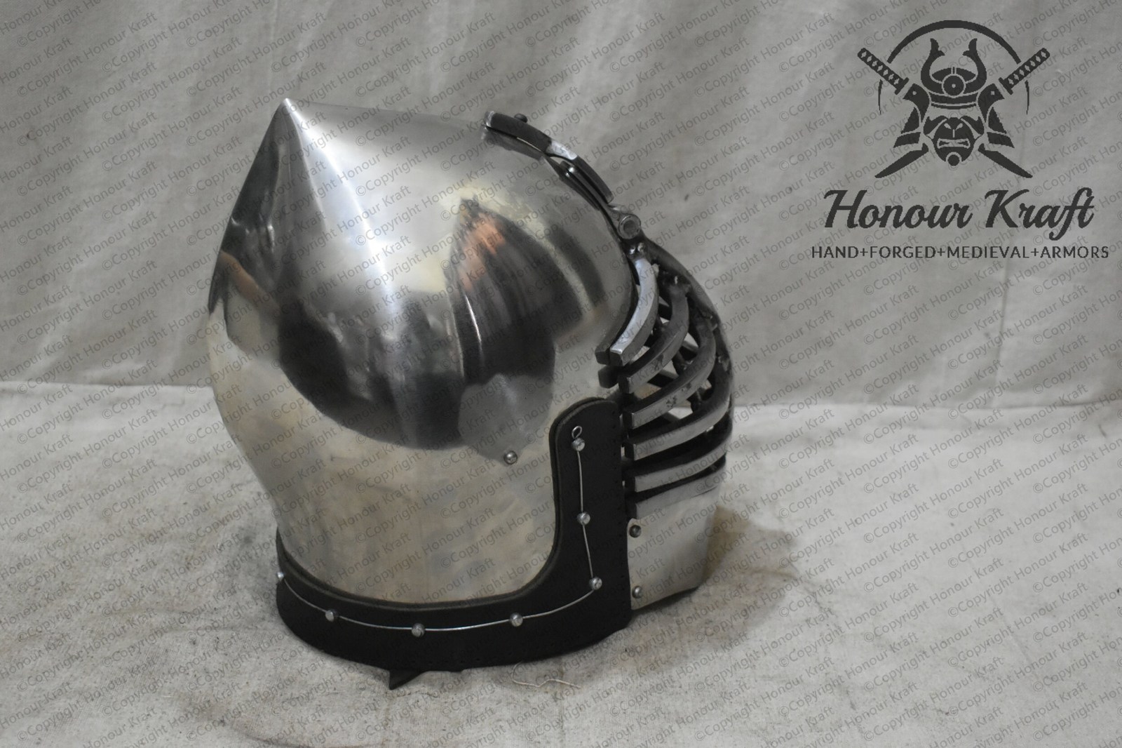 Medieval Steel combat buhurt Helmet Wolf rib and similar items