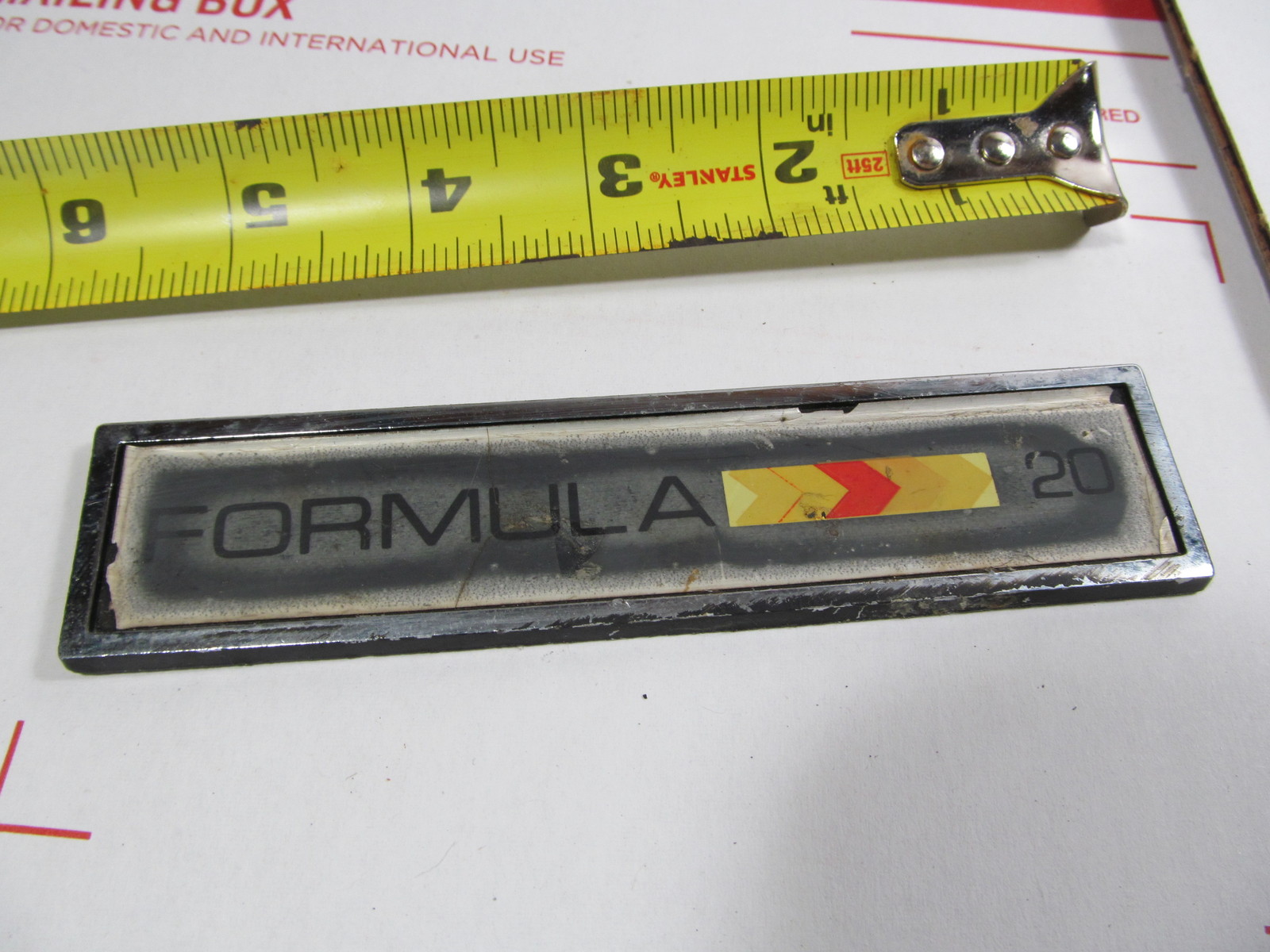 FORMULA 20 Boat DASH EMBLEM 1979 is 5 1/2 x 1 1/4 Boat Parts