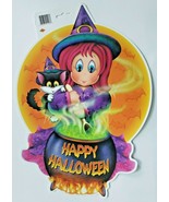 1990&#39;s Beistle Children&#39;s Witch Die Cut Halloween Wall Hanging Decoration - $16.99