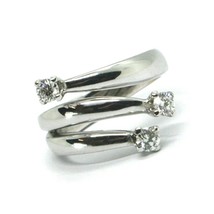 SOLID 18K WHITE GOLD RING, TRILOGY WITH DIAMONDS 0.93 CT, THREE WIRES BRANCHES image 1