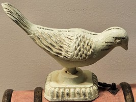 Vintage White Cast Iron Bird Dove Pigeon Mantle Garden Decor Sculpture - $39.55