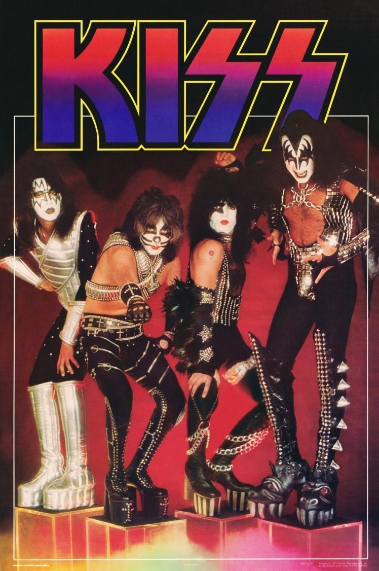 KISS Band On Cubes 1977 Reproduction 24 x 36 Poster Love Gun Rock