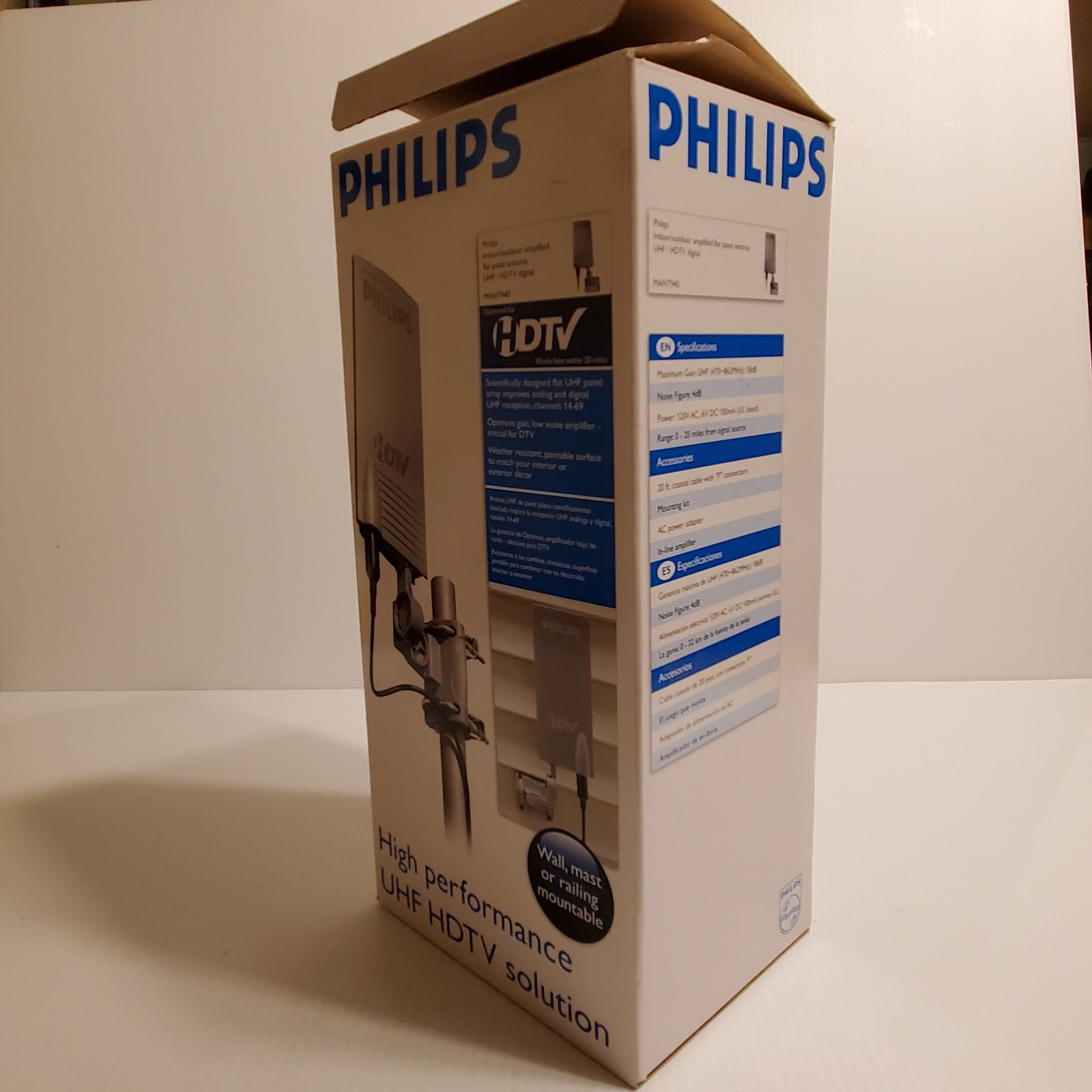 Philips MANT940 Indoor/Outdoor Amplified Flat Panel Antenna UHF / HDTV