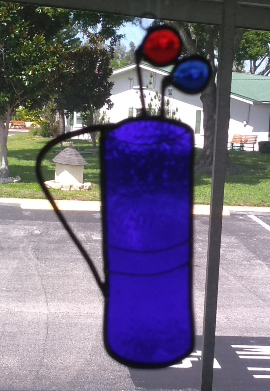 Stained Glass Golf Bag Handmade Suncatcher Home Décor