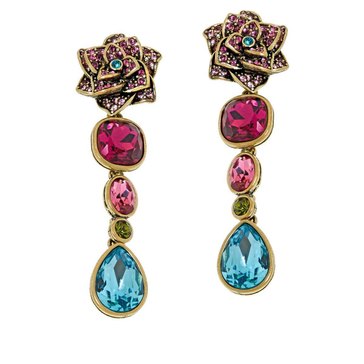 Heidi Daus "Dripping with Gems" Floral Dangle Earrings - $37.39