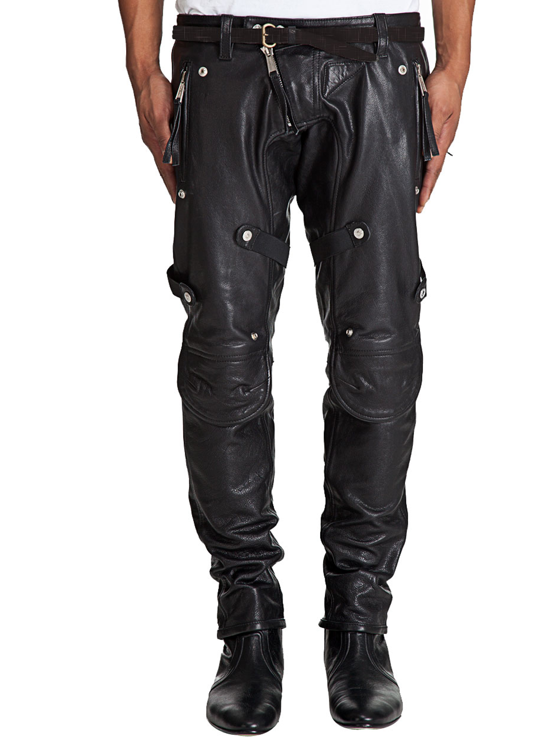 MEN LEATHER PANTS CASUAL SLIM FIT SKIN TIGHT REAL LAMB LEATHER PANT ...