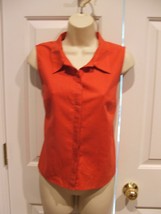 NEW in pkg casual corner annex petite brick red sleeveless button front top pm - $11.13