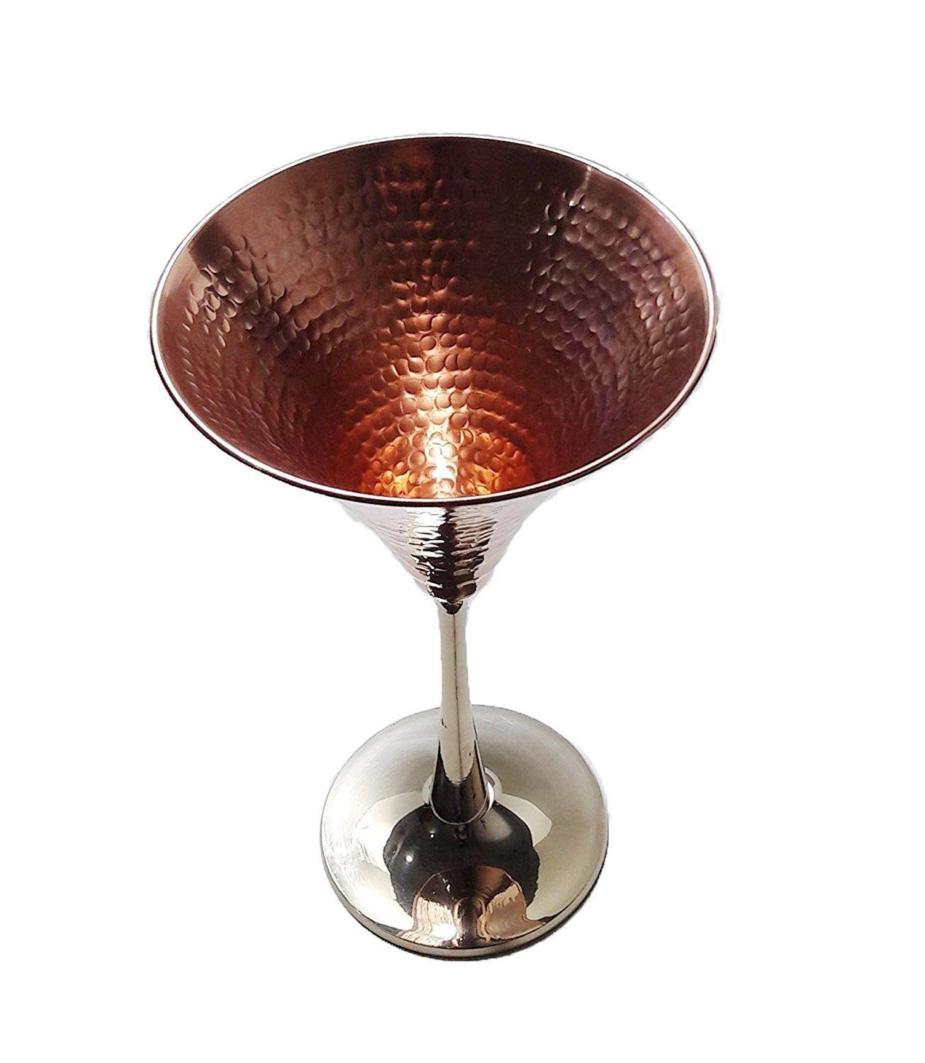 Solid Copper Martini Glass Beautifully Hammered Martini Glass holds 10