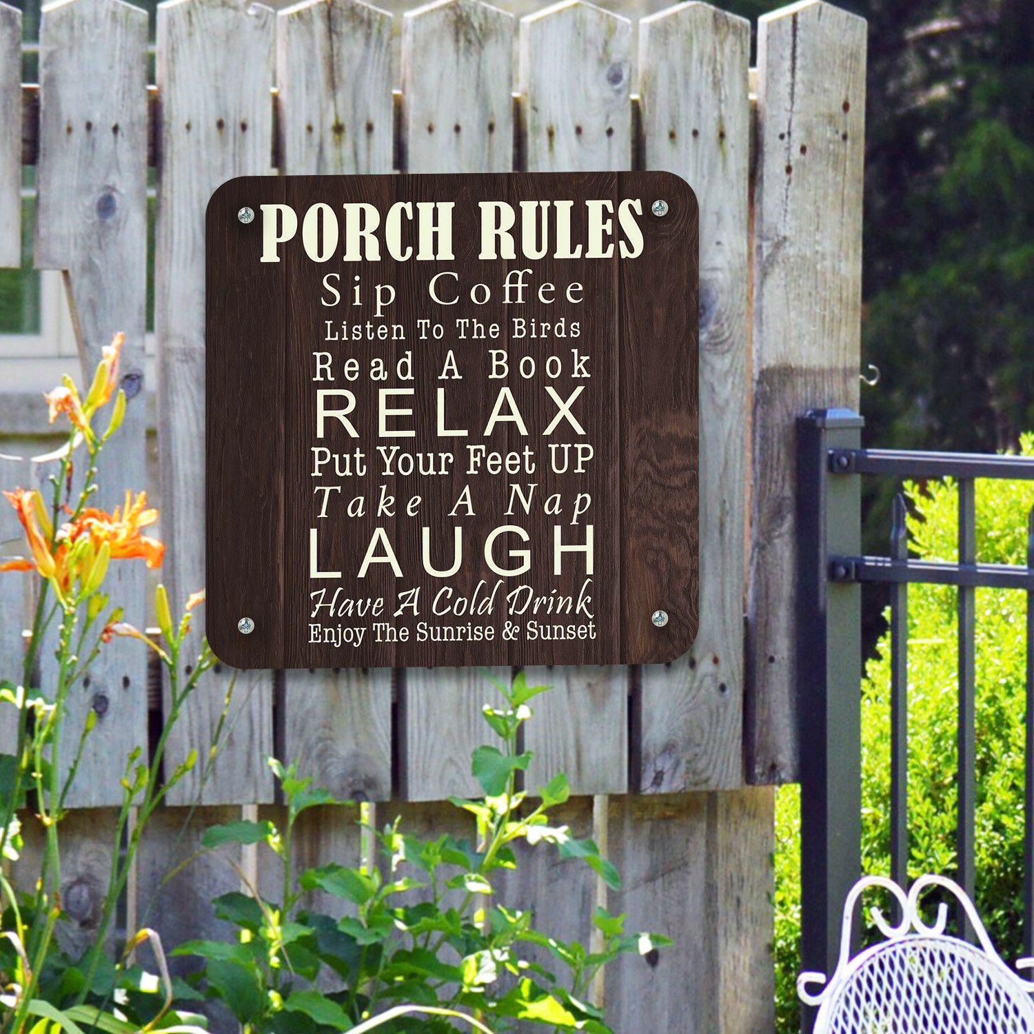 Metal Porch Rules Patio Sign Outdoor Beach Pool Bar Party Wall Decor