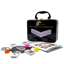 Double 12 Mexican Train Dominoes Game Accessories In An Iron Box, With - £36.56 GBP