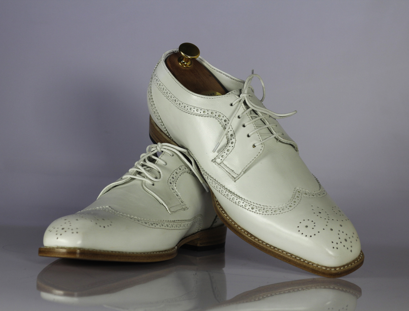 Handmade Men's White Leather Wing Tip Brogue Shoes, Men Designer ...