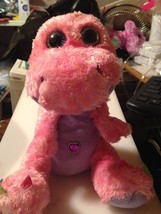 Wild Republic T-Rex Dinosaur Plush 12" Pink Purple Heart Big Eye Stuffed Animal - $9.46