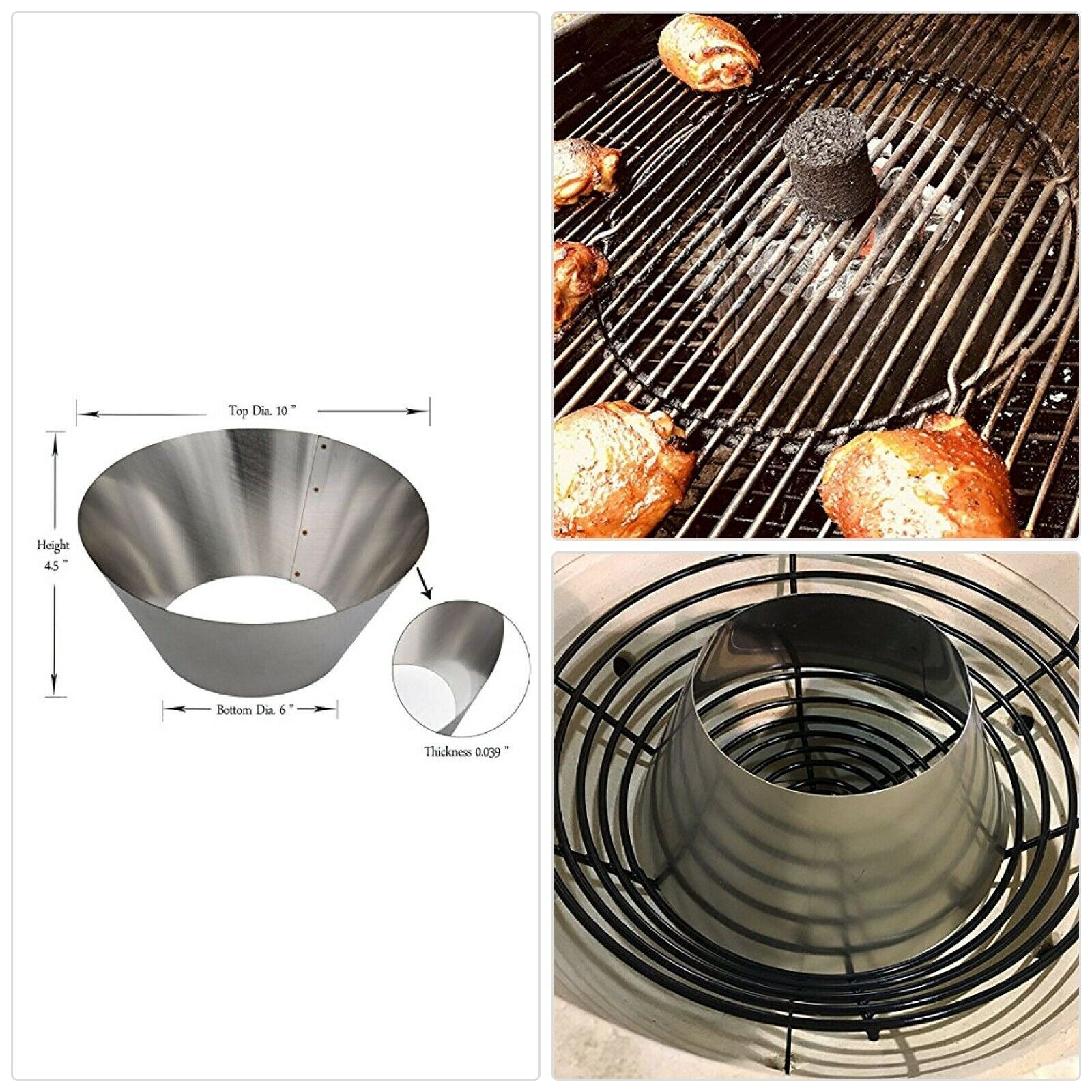 Stainless Steel BBQ Vortex Fit er Kettle WSM Smokey Mountain and Big