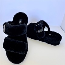 UGG Black FUZZ YEAH! Shearling Slide Sandals; Pre-Owned; Women's Size 7 - $70.00