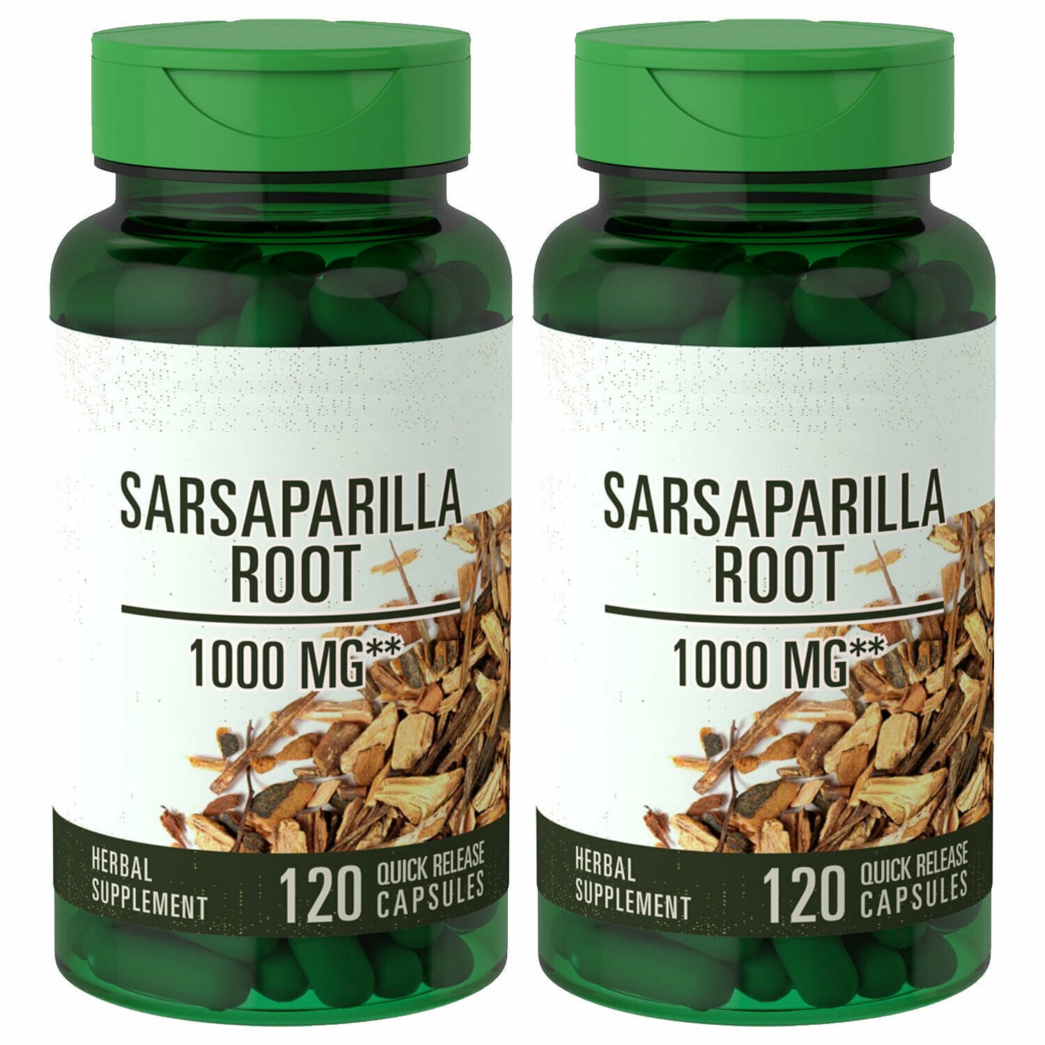Sarsaparilla Root 1000mg 2X120 Caps Non-GMO Smilax officinalis Gluten Free