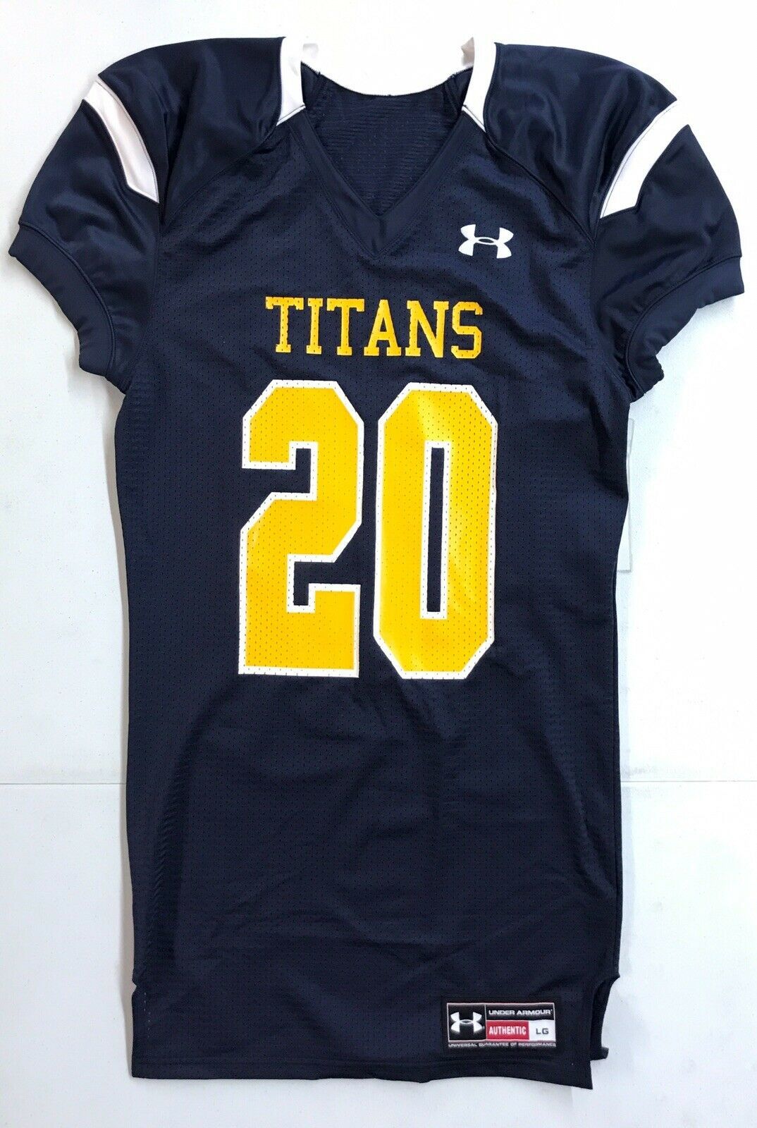 Primary image for New Under Armour Men's L Titans Stock Saber Football Jersey #20 Navy Tennessee