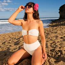 Lala bikini 2 pieces of set NS29 white beach wear swimwear summer vacation - $64.00