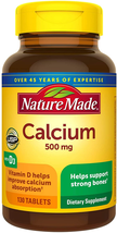 Nature Made Calcium 500 mg, with Vitamin D3 for Immune 130 Count (Pack of 1) - $21.49