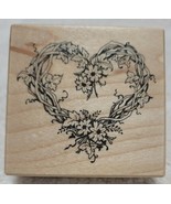 PSX Heart Vine Flower Wreath, Valentine&#39;s Day Rubber Stamp, F-057 - NEW - $6.95
