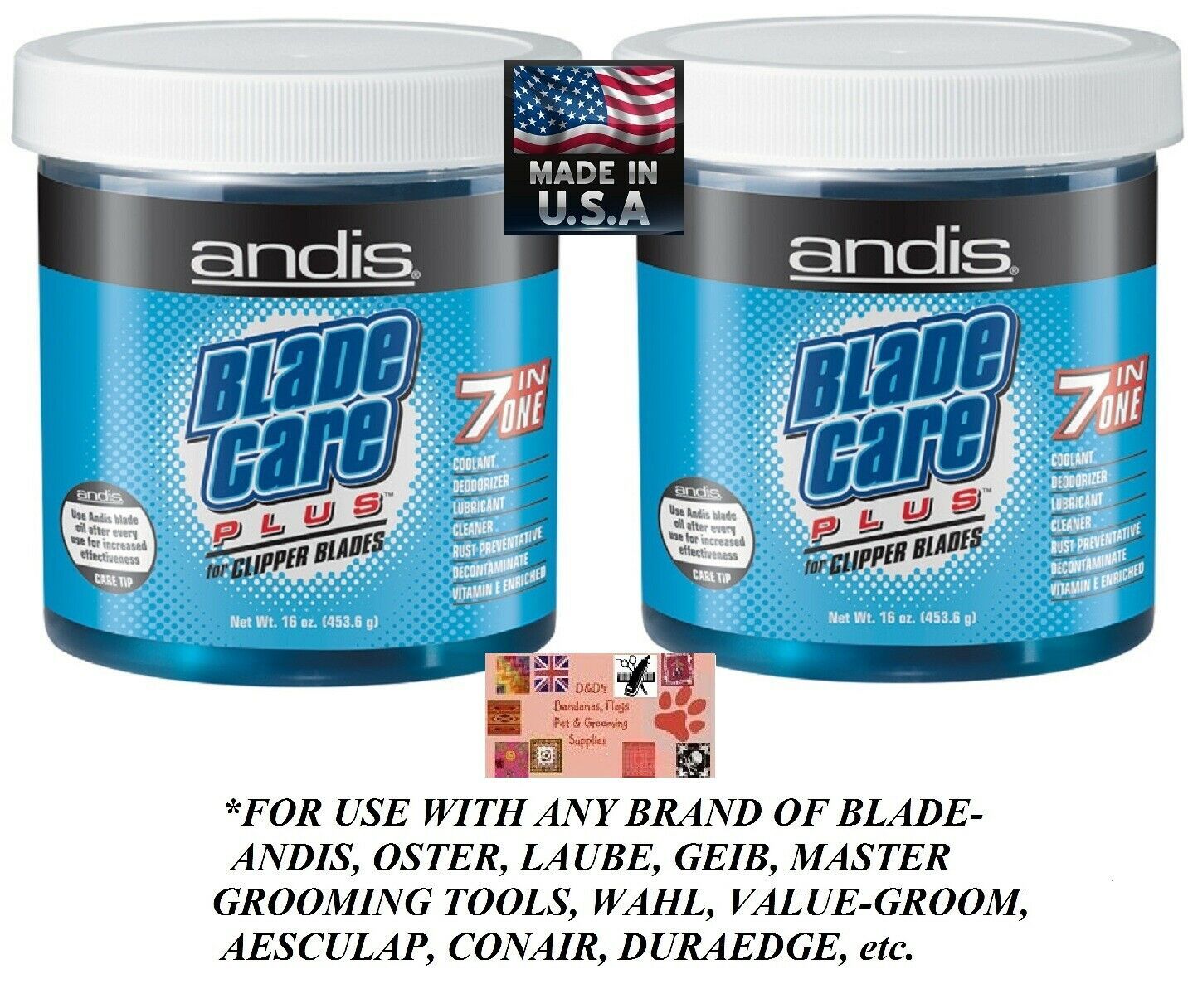 2-ANDIS 7 in ONE CLIPPER BLADE CARE DIP/WASH Cleaner,Coolant,Lube*Also For Oster