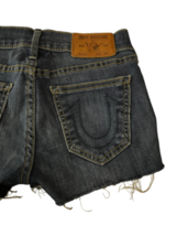 True Religion Women Short Stretch Denim Shorts Distressed Cut Off Blue Sz 24 USA image 7