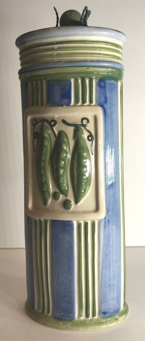 Spaghetti Canister Ceramic Pasta Container 3D Storage Jar (Embossed Sweet Peas) Canisters & Jars