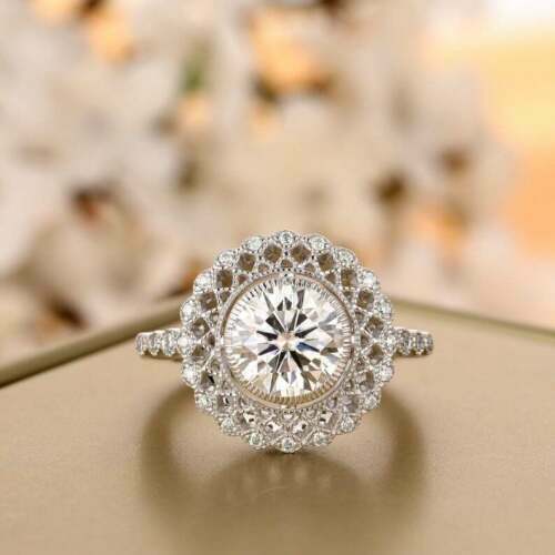 2.00Ct Round Cut Diamond 925 Sterling Silver Traditional Halo Engagement Ring