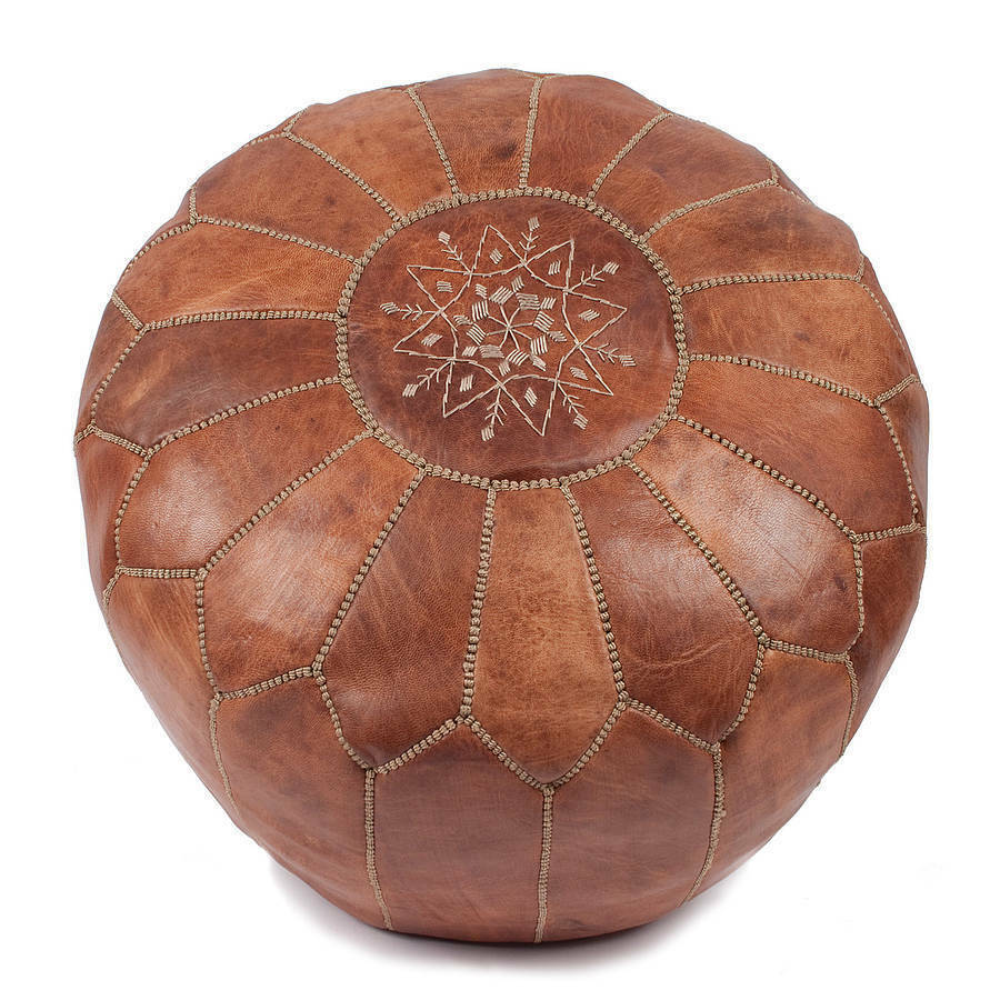 ON SALE!! Moroccan Leather Ottoman Pouffe Pouf Footstool In Tan - Furniture